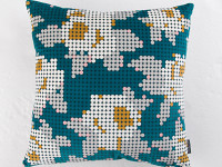 Peg Art Roses Cushion Teal Image 4