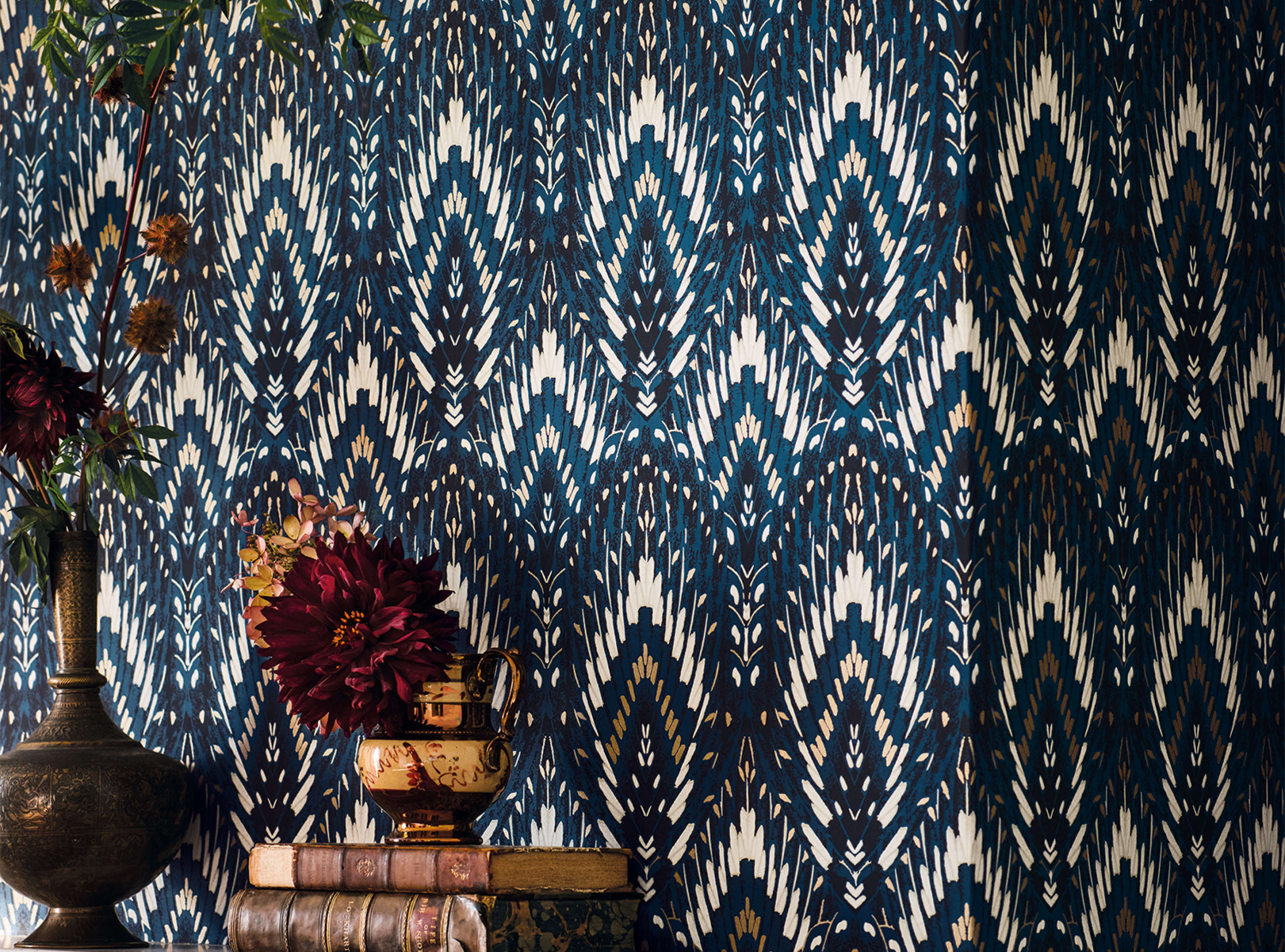 Lolana Wallcovering Cobalt Temperley London x Romo Wallcoverings