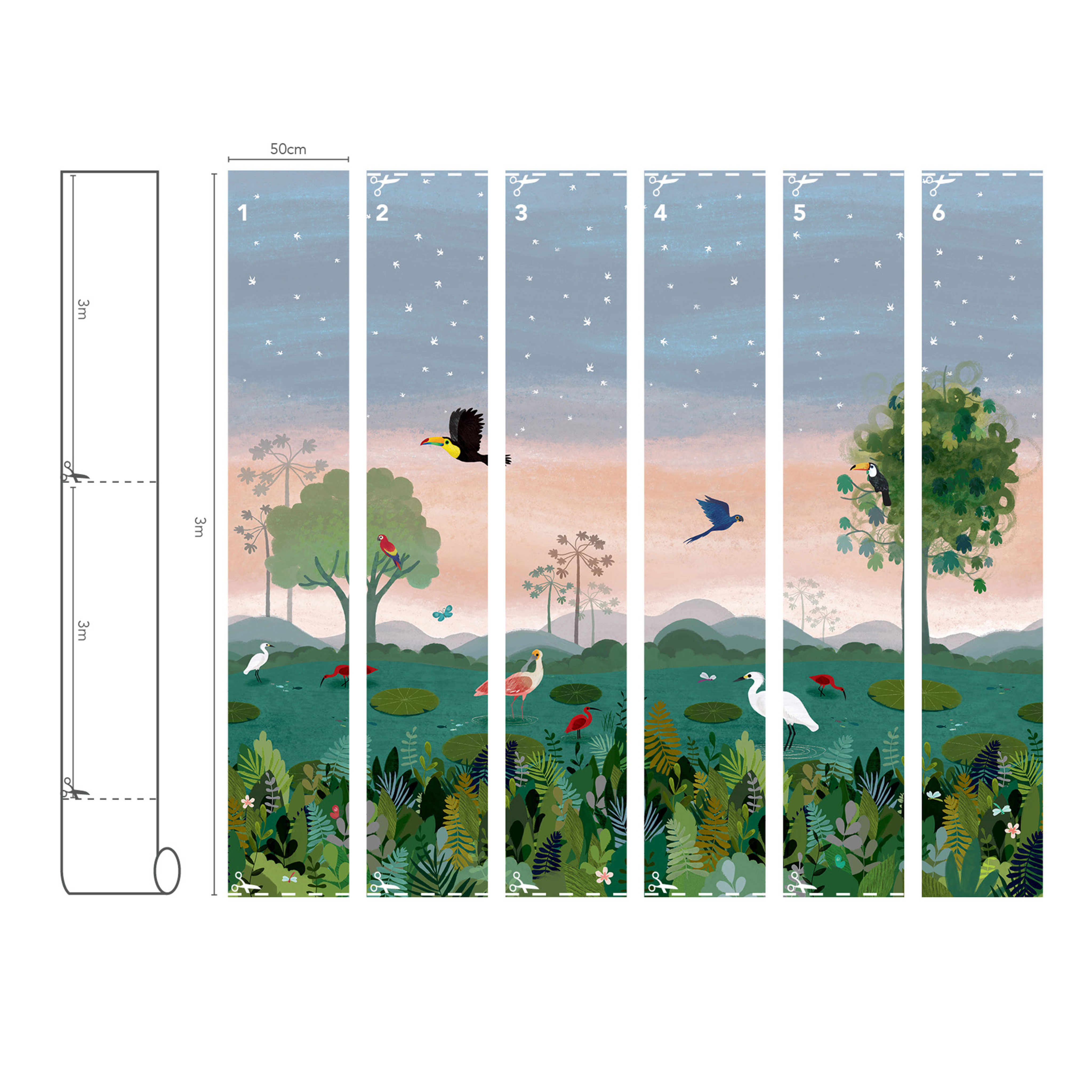 Dusky Amazon Wall Mural Frann PrestonGannon Wall Mural Villa Nova